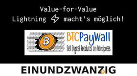 Value for Value - Trinkgeld gefällig? (BTC Pay Wall) by einundzwanzigpodcast